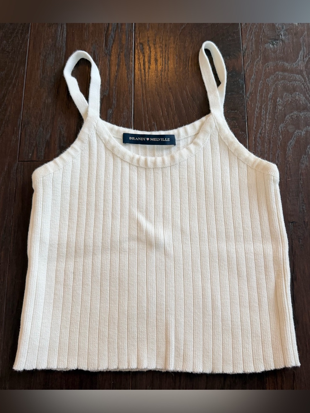 Brandy Melville Off-White Ribbed Cropped Cami
